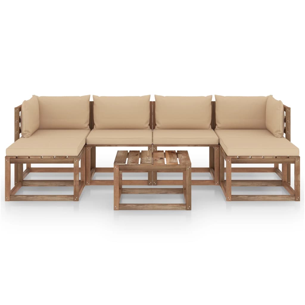 

vidaXL 7-delige Loungeset pallet met kussens geïmpregneerd grenenhout