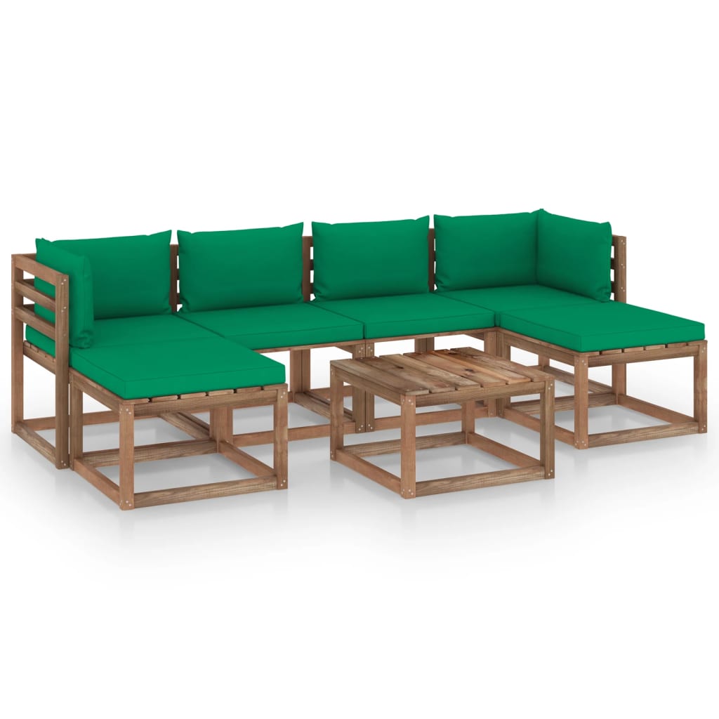 Poza vidaXL Set mobilier gradina cu perne, 7 piese, lemn tratat de pin