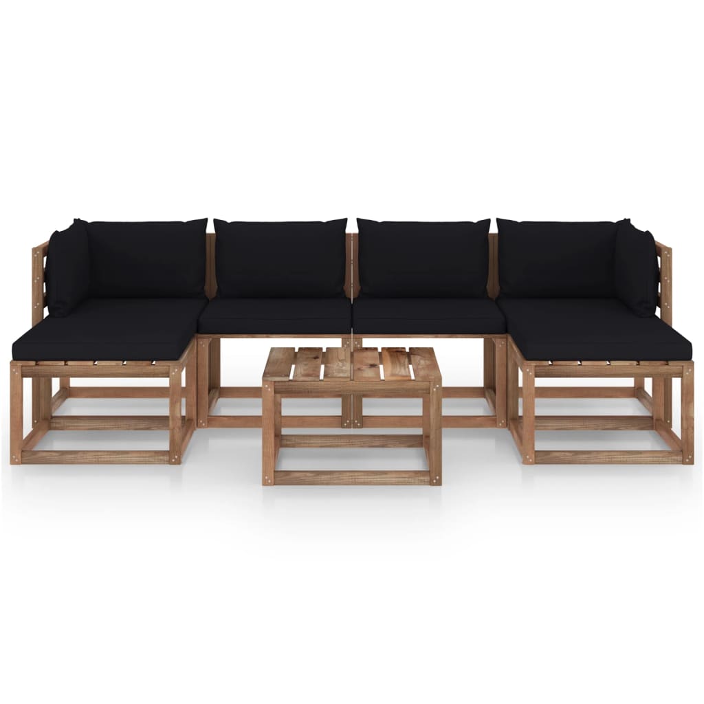 vidaXL 7-tlg. Garten-Lounge-Set aus Paletten mit Kissen Kiefernholz