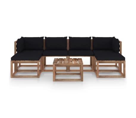 vidaXL 7-tlg. Garten-Lounge-Set aus Paletten mit Kissen Kiefernholz