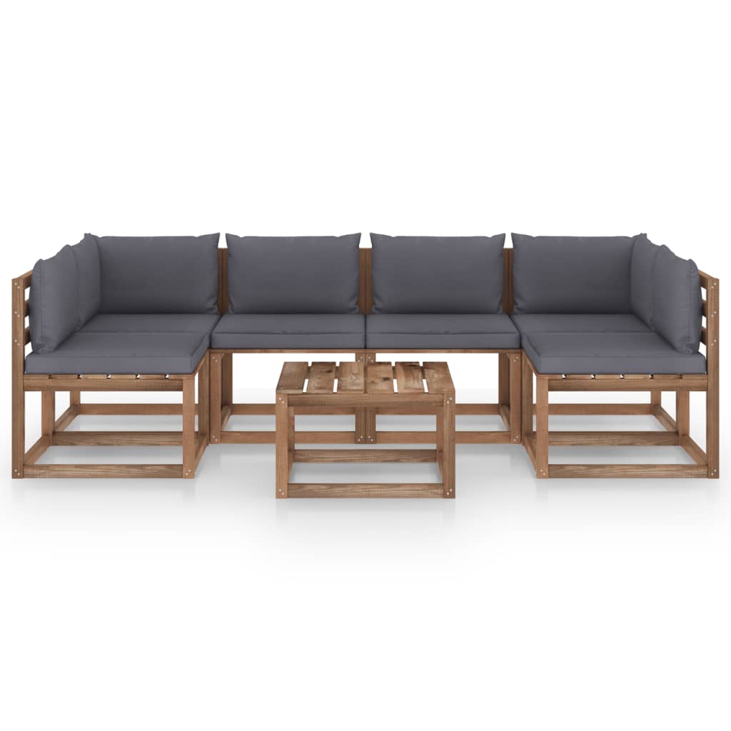 vidaXL 7-tlg. Garten-Lounge-Set aus Paletten mit Kissen Kiefernholz