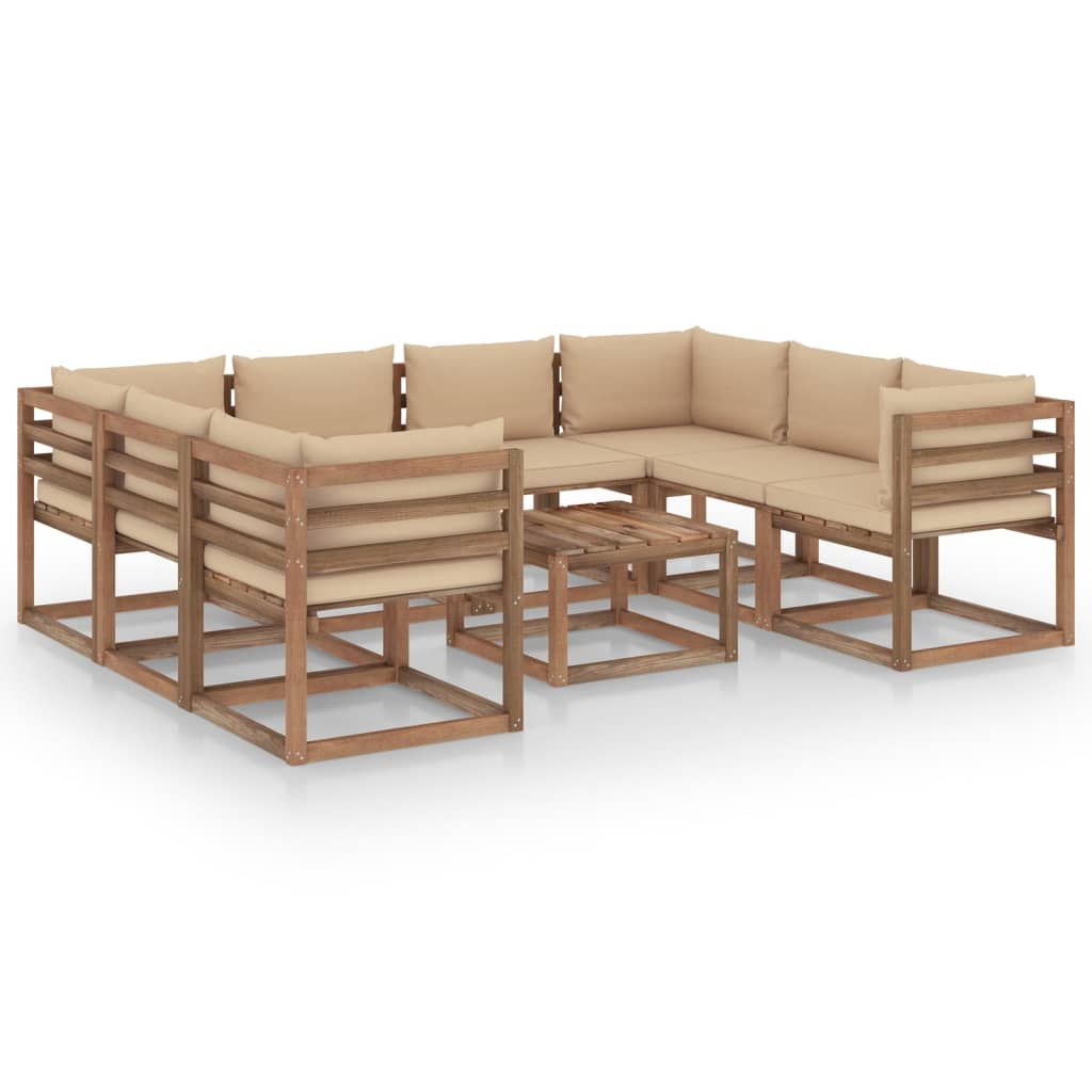Set mobilier de gradina cu perne alb crem 2 piese bambus