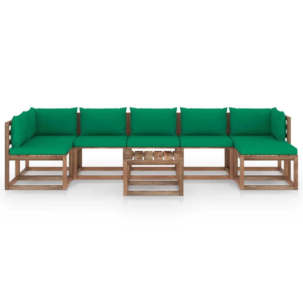 vidaXL Set mobilier de grădină cu perne verzi, 8 piese