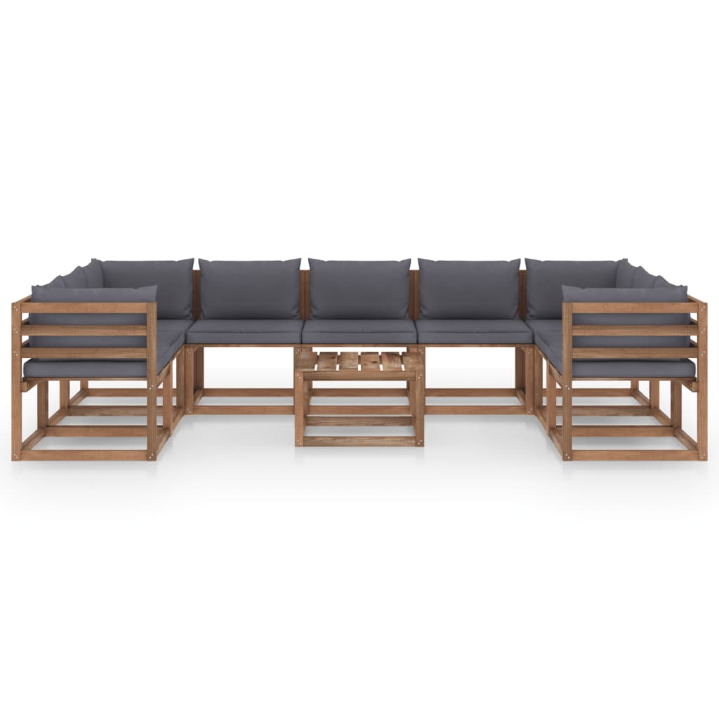 

vidaXL 10-delige Loungeset met antracietkleurige kussens