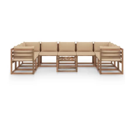 vidaXL 10-delige Loungeset met beige kussens