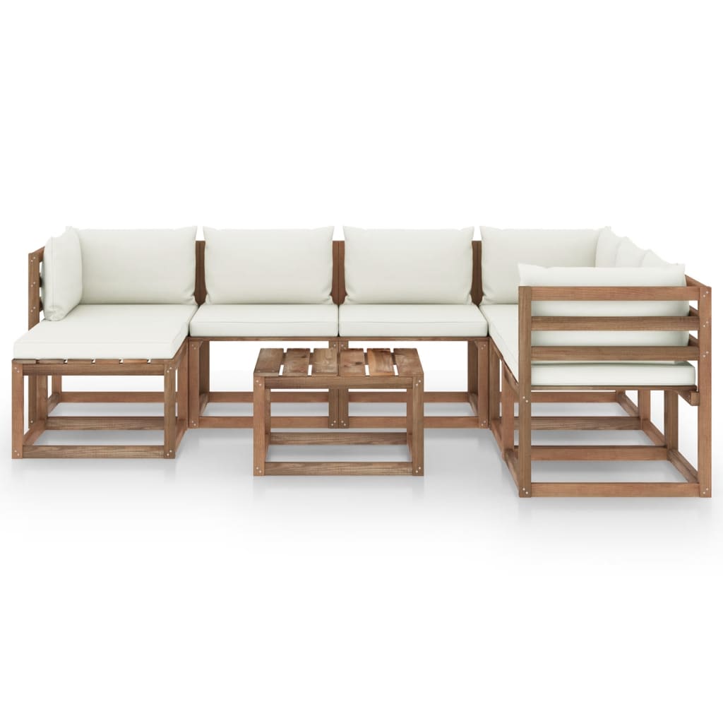 vidaXL 8 Piece Garden Lounge Set with Cushions Cream