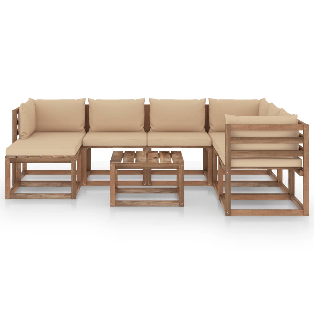 

vidaXL 8-delige Loungeset met beige kussens