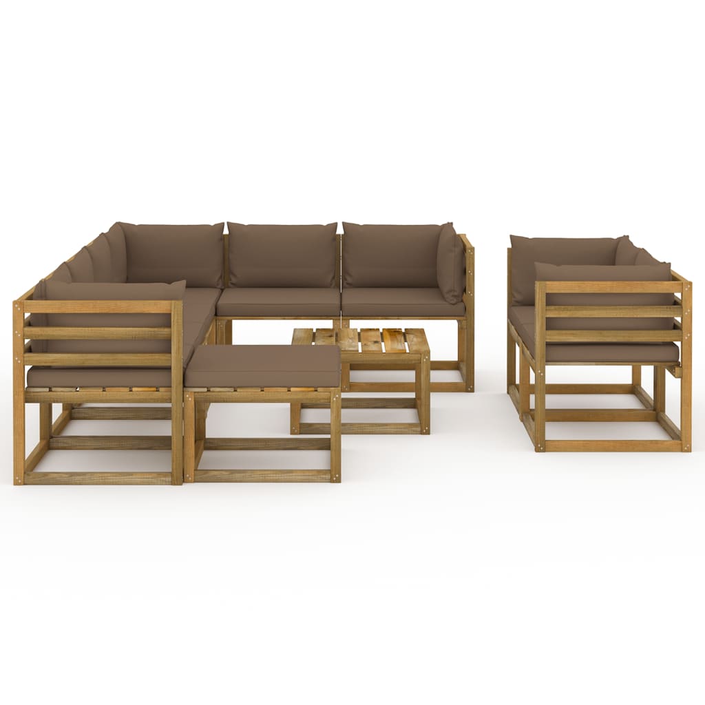 Vidaxl Set Mobilier De Gradina Cu Perne Gri Taupe, 10 Piese