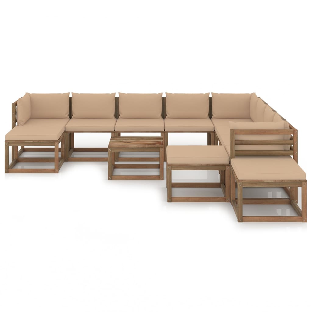 

vidaXL 12-delige Loungeset met beige kussens