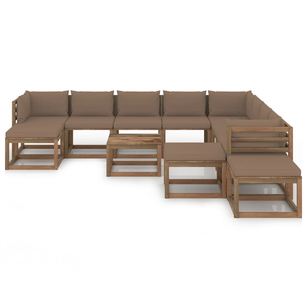 Vidaxl Set Mobilier De Gradina Cu Perne Gri Taupe, 12 Piese