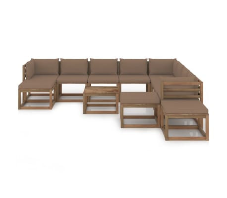 vidaXL 12-tlg. Garten-Lounge-Set mit Kissen Taupe