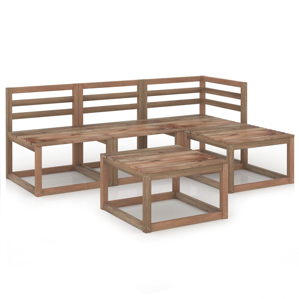 vidaXL Set mobilier de grădină, 5 piese, maro, lemn de pin tratat vidaXL