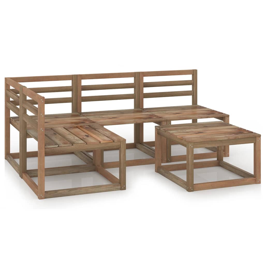 Poza vidaXL Set mobilier de gradina, 5 piese, maro, lemn de pin tratat