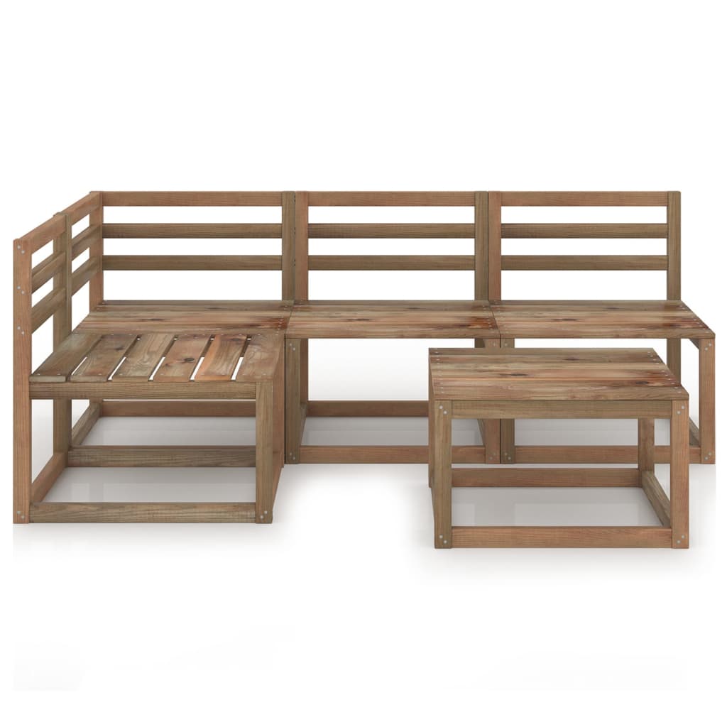 Set mobilier de grădină, 5 piese, maro, lemn de pin tratat