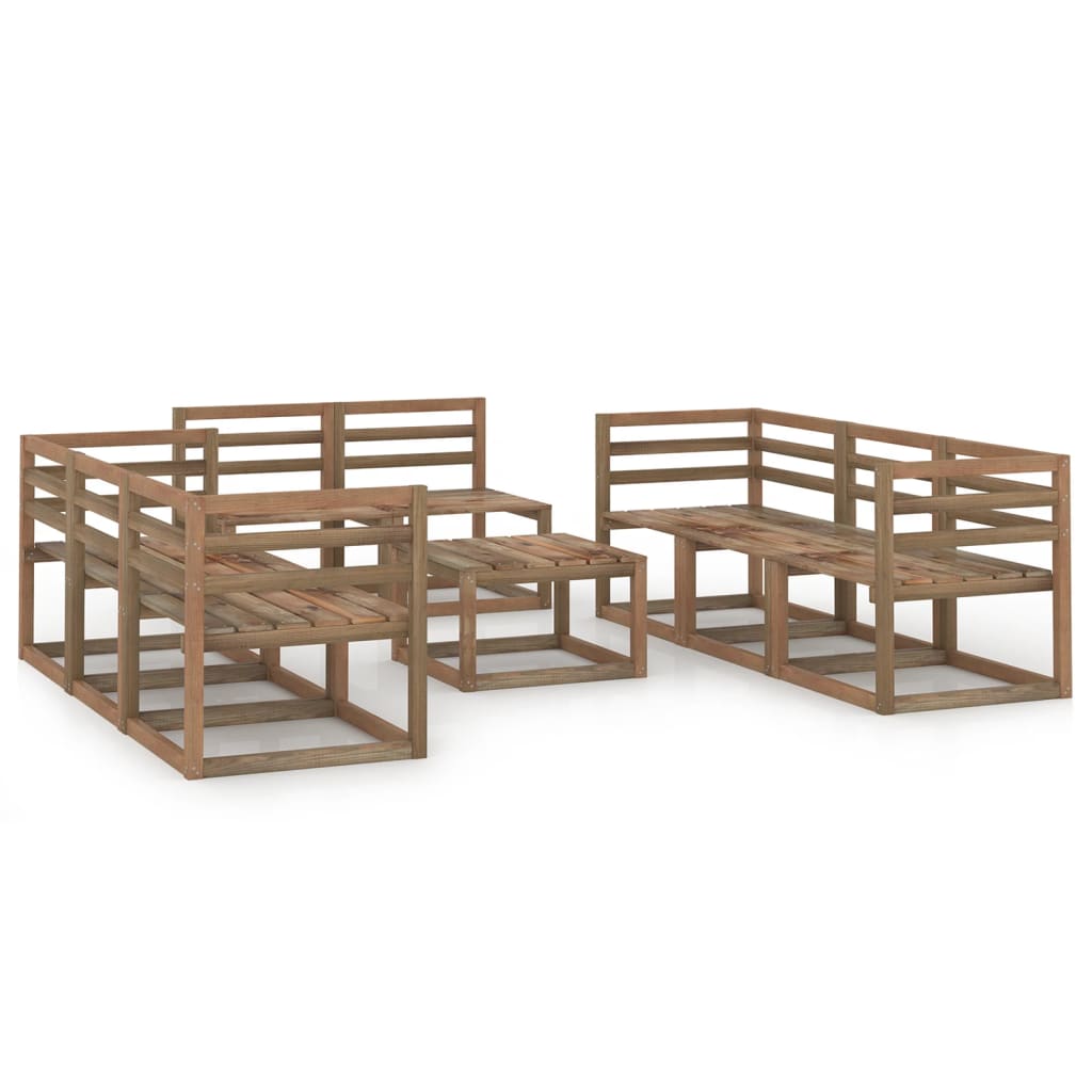 Poza vidaXL Set mobilier de gradina, 9 piese, maro, lemn de pin tratat