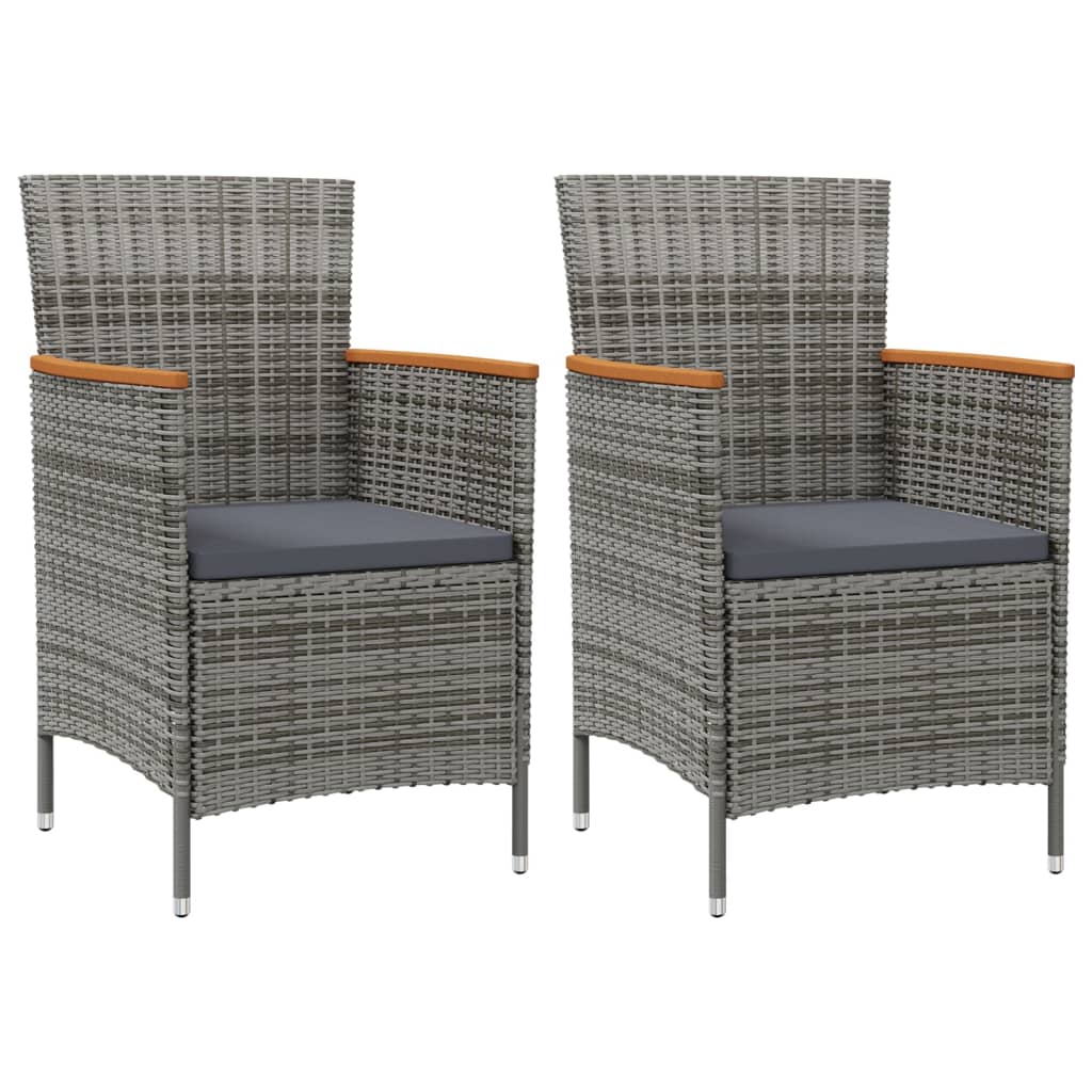 

vidaXL Patio Dining Chairs 2 pcs Poly Rattan Gray