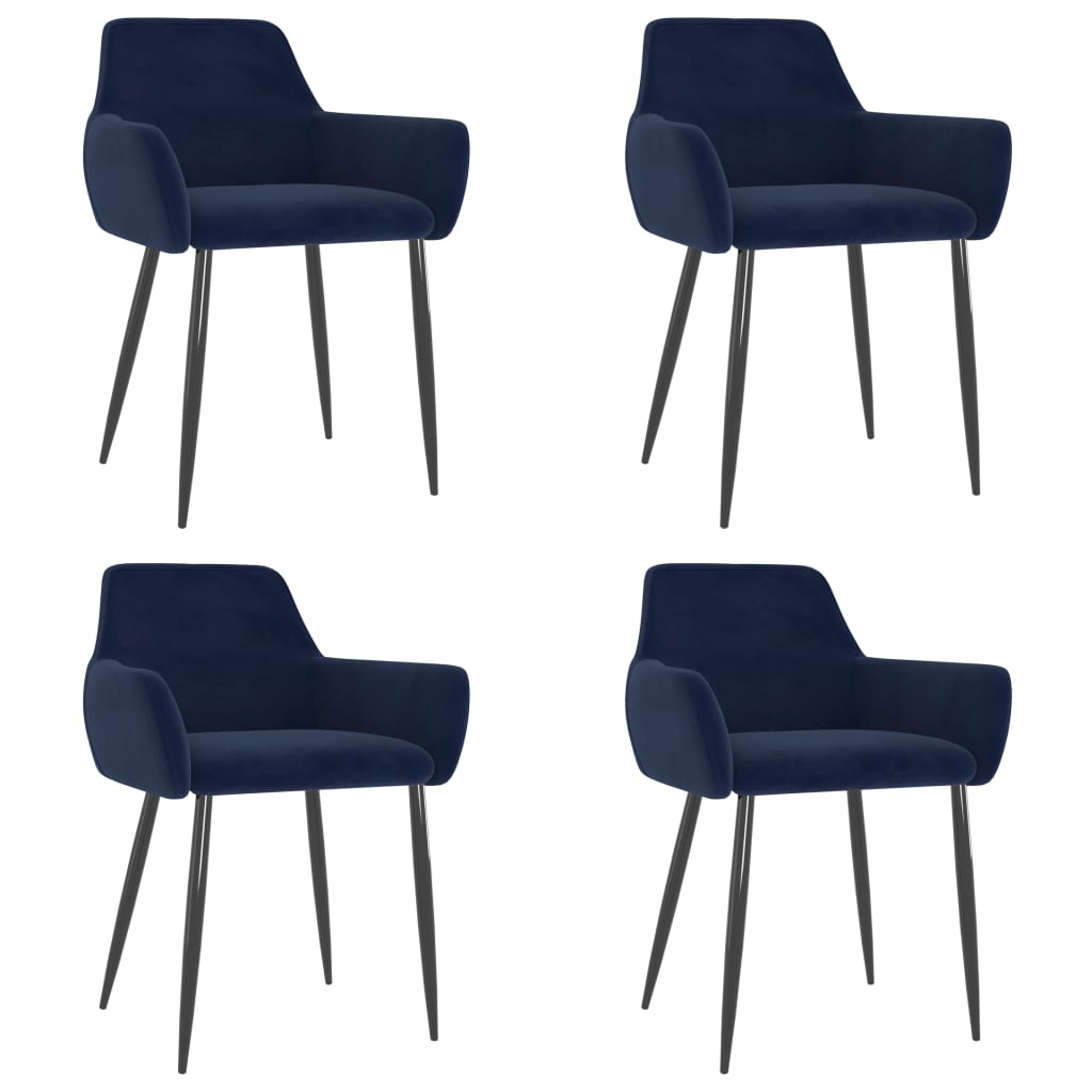 Image of vidaXL Dining Chairs 4 pcs Blue Velvet