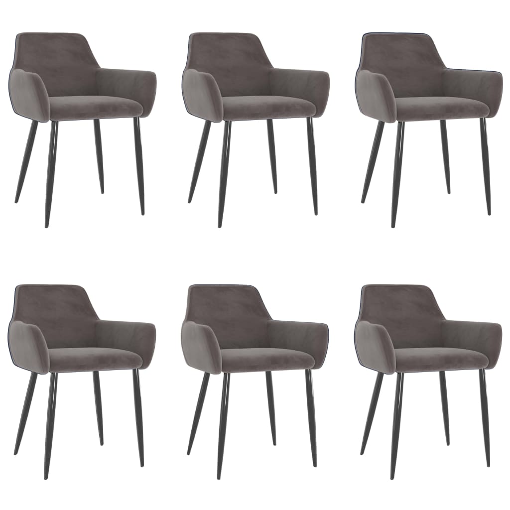 VidaXL Chaises à Manger Lot De 6 Gris Clair Velours