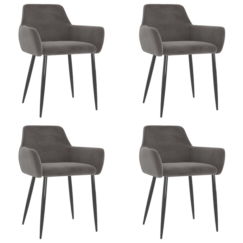 VidaXL Chaises à Manger Lot De 4 Gris Foncé Velours