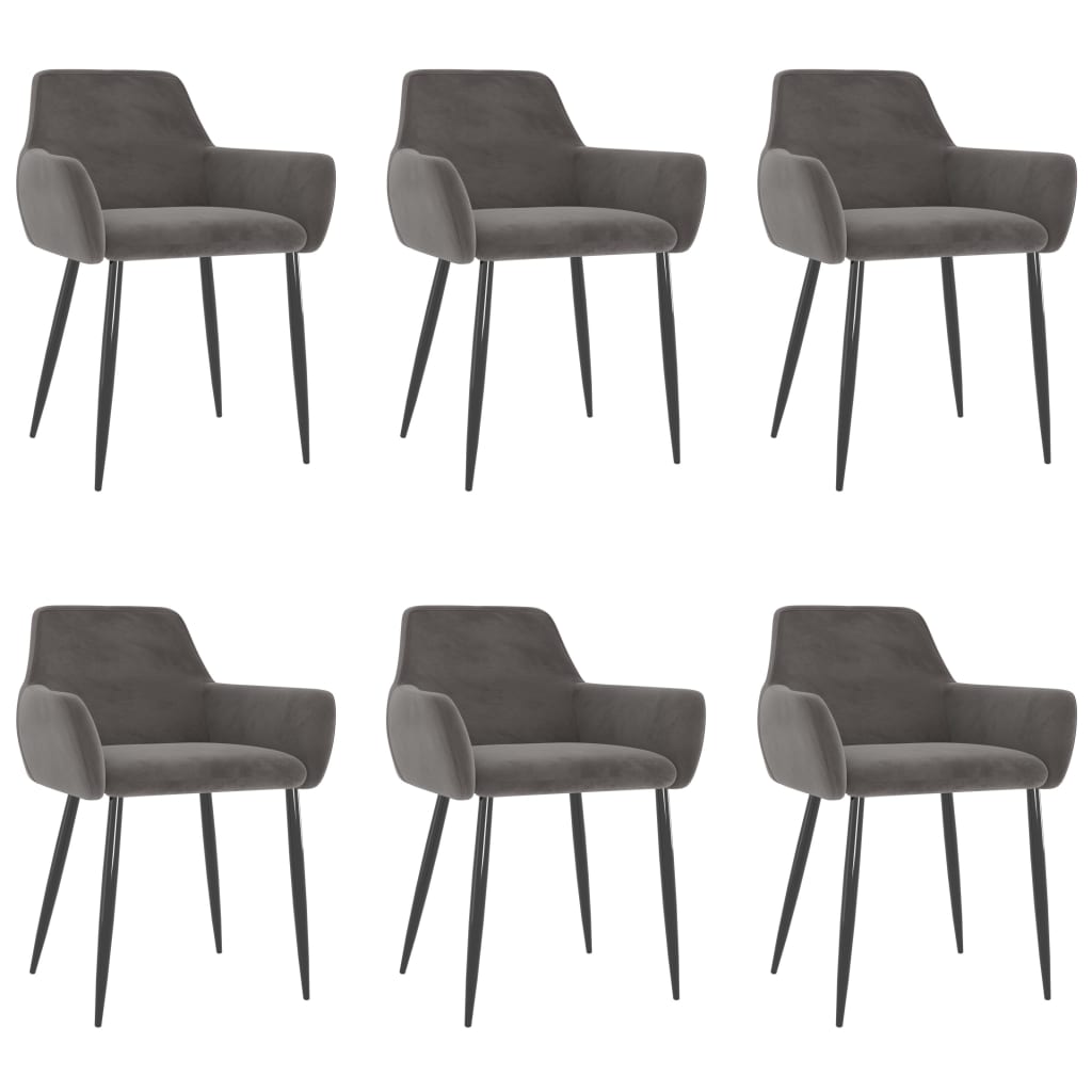 VidaXL Chaises à Manger Lot De 6 Gris Foncé Velours