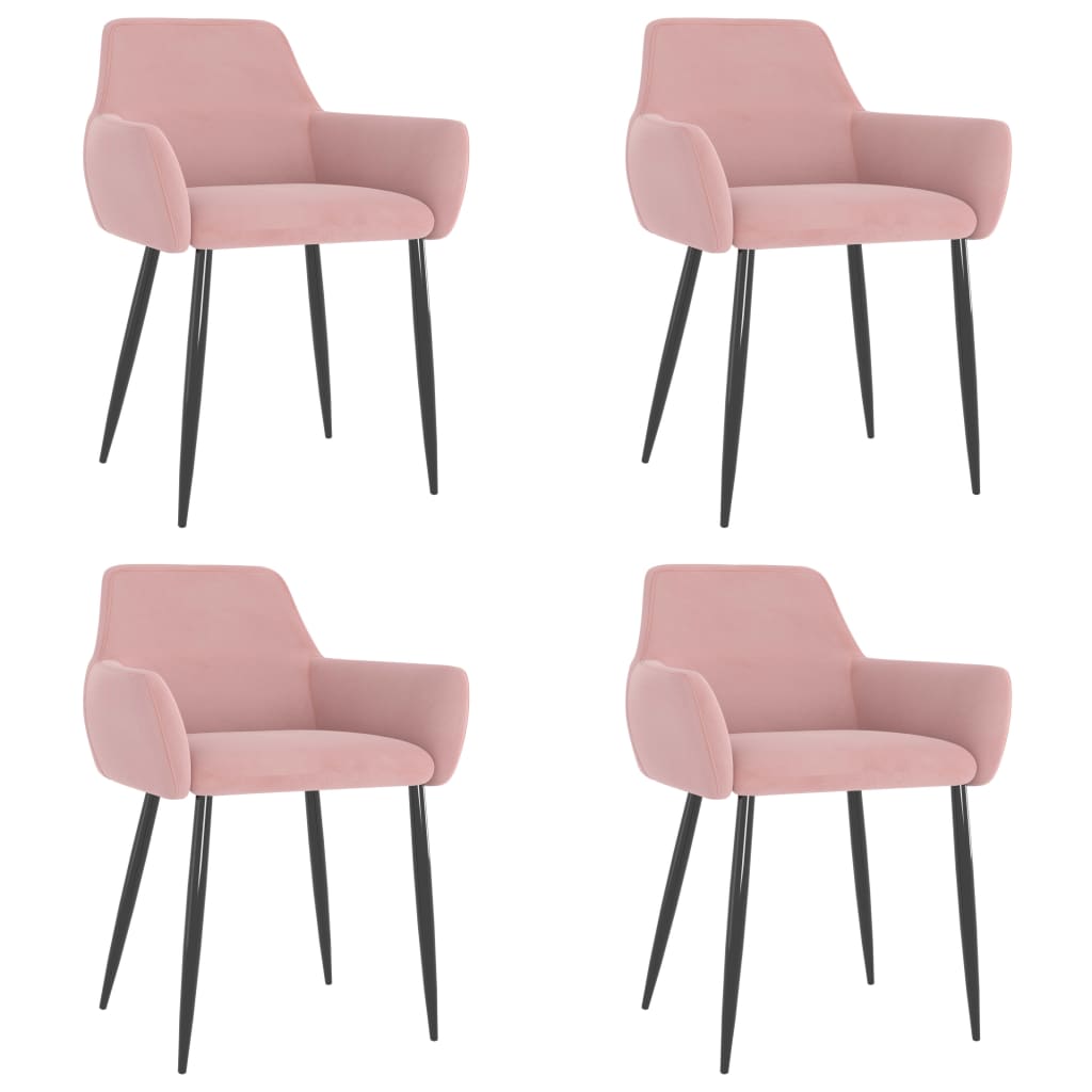 Image of vidaXL Dining Chairs 4 pcs Pink Velvet