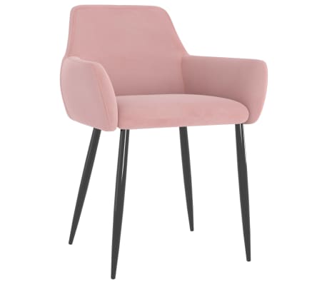 vidaXL Valgomojo kėdės, 4vnt., rožinės spalvos, aksomas