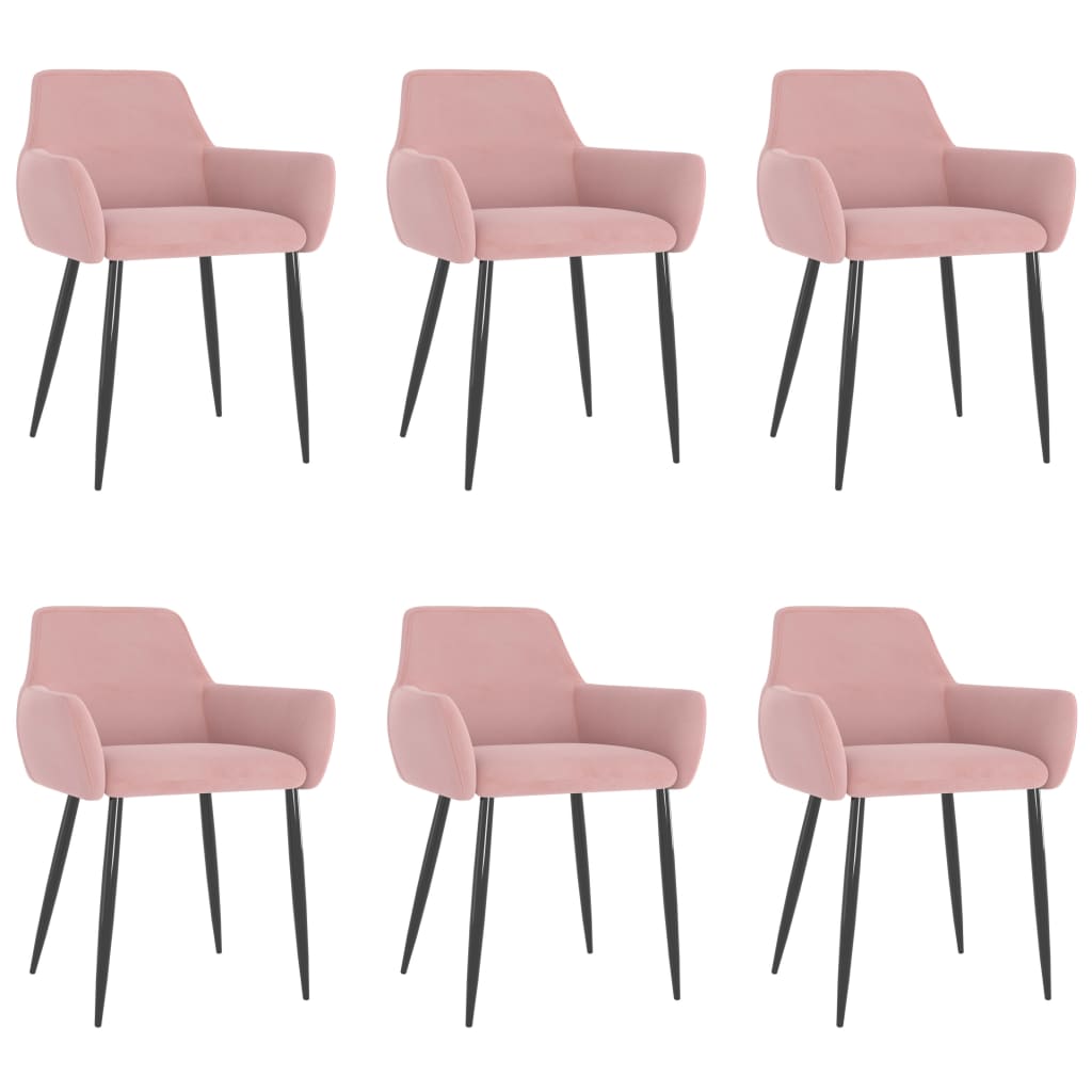 Image of vidaXL Dining Chairs 6 pcs Pink Velvet