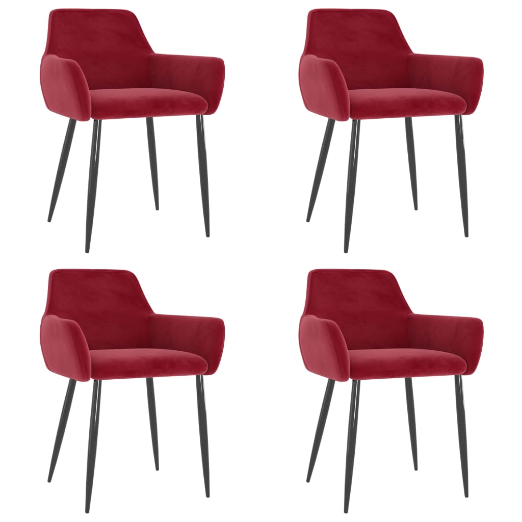 

vidaXL Dining Chairs 4 pcs Wine Red Velvet