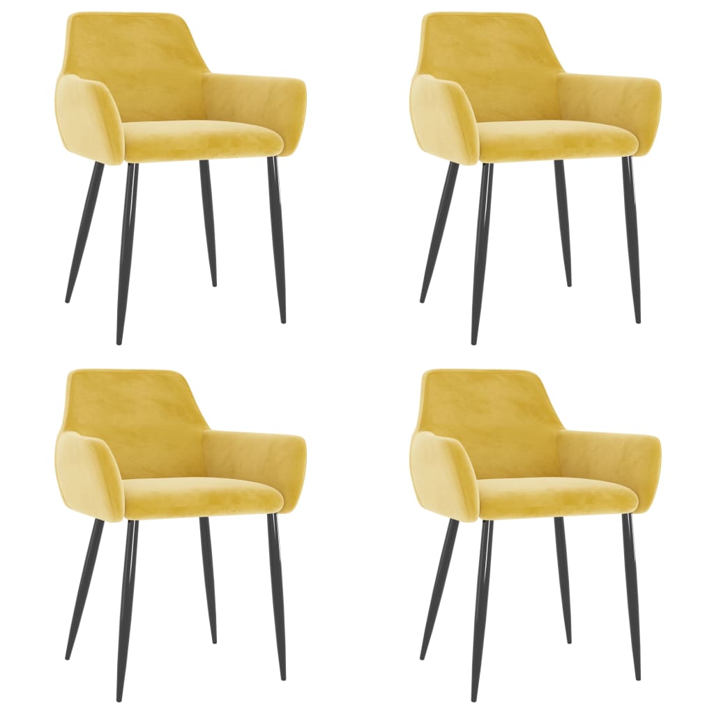 VidaXL Chaises à Manger Lot De 4 Jaune Moutarde Velours