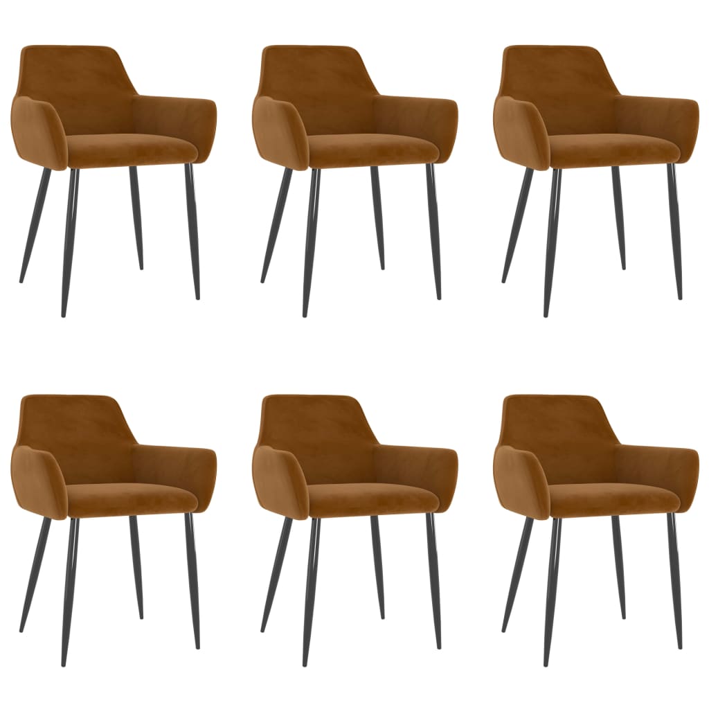 Image of vidaXL Dining Chairs 6 pcs Brown Velvet