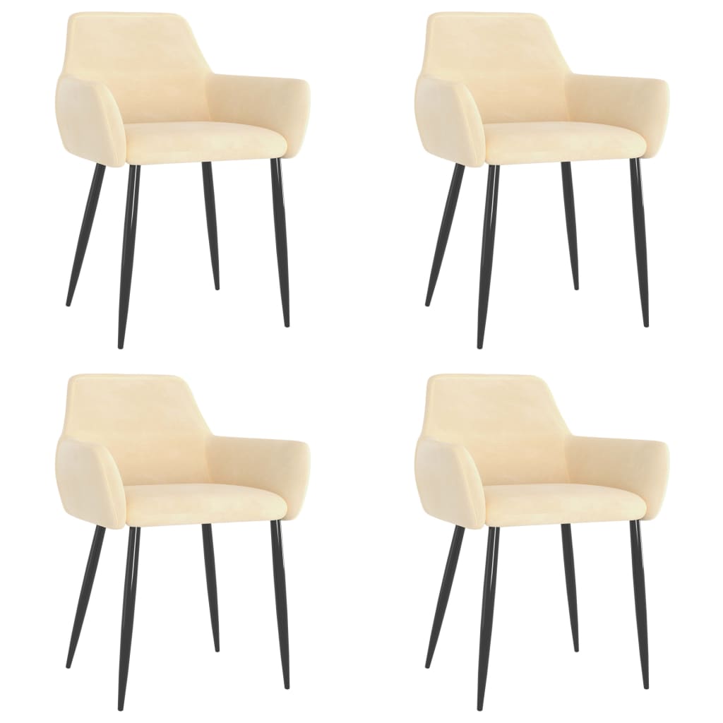 Image of vidaXL Dining Chairs 4 pcs Cream Velvet