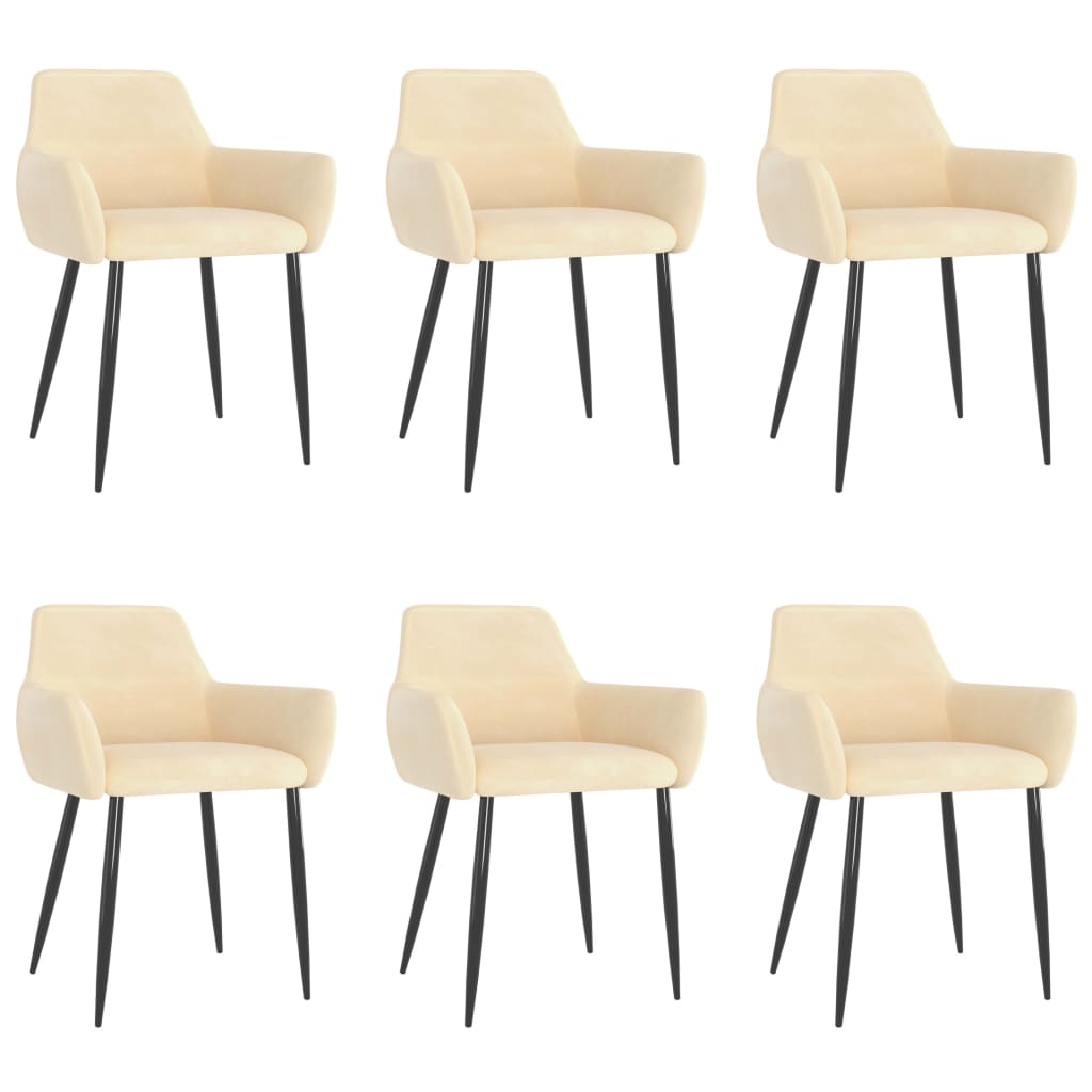 Image of vidaXL Dining Chairs 6 pcs Cream Velvet