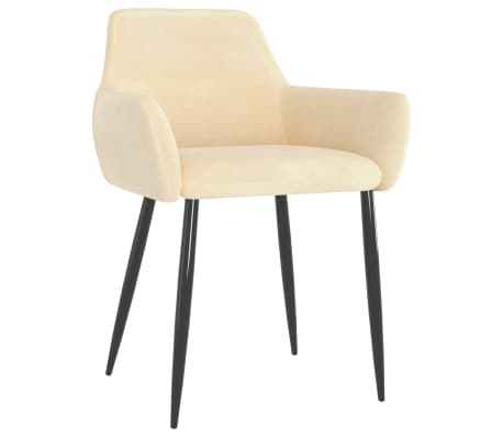 vidaXL Valgomojo kėdės, 6vnt., kreminės spalvos, aksomas