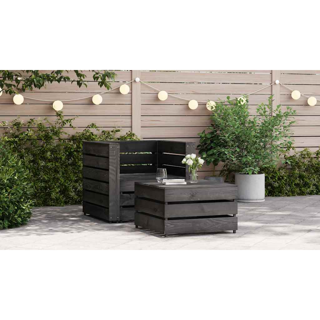 vidaXL Set mobilier de grădină paleți, 2 piese, gri, lemn pin tratat