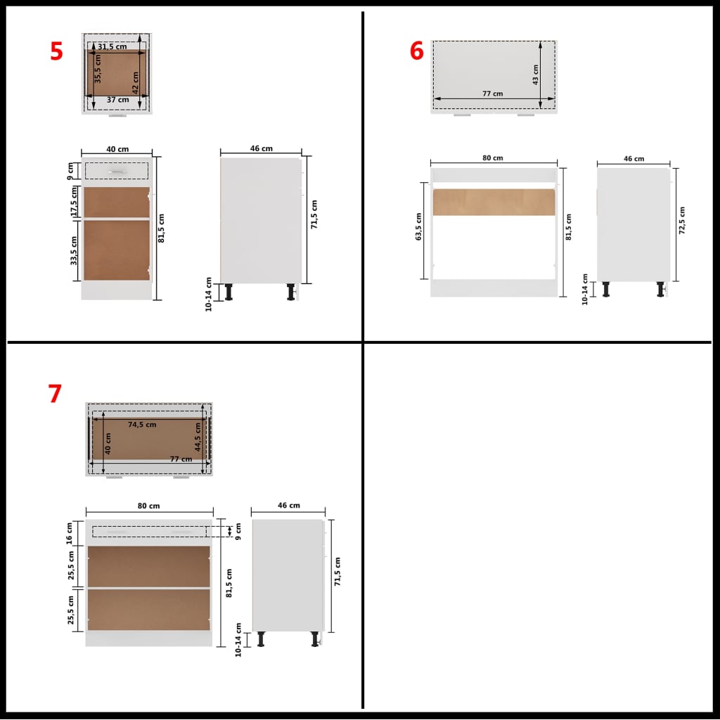 7 részes fehér forgácslap konyhai szekrénygarnitúra 