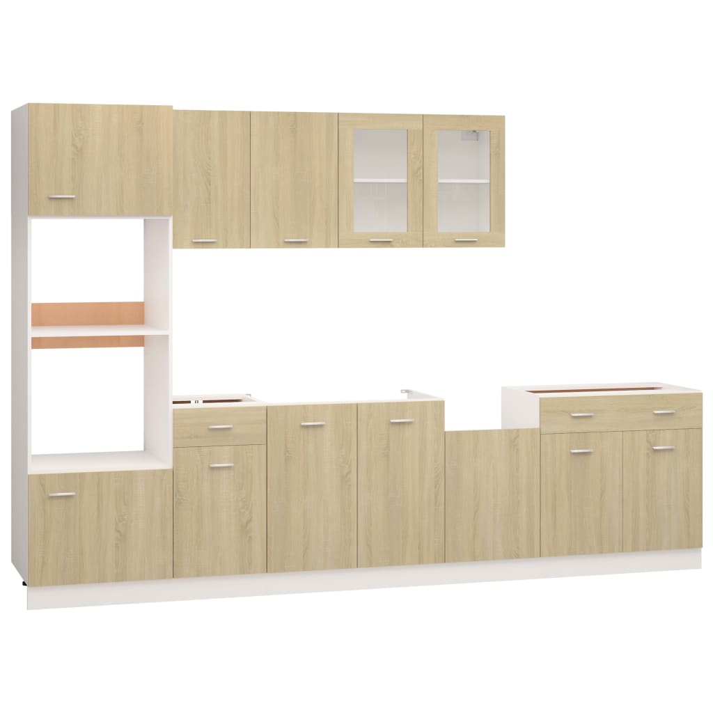 vidaXL Set dulapuri bucătărie, 7 piese, stejar sonoma, lemn prelucrat