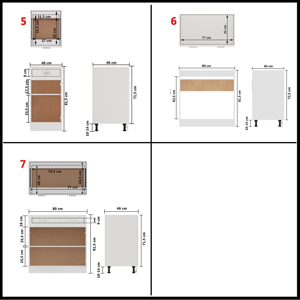 7 részes magasfényű fehér forgácslap konyhai szekrénygarnitúra 