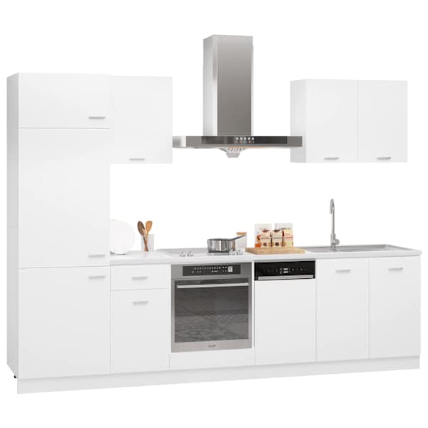 vidaXL 7-osaline k&ouml;&ouml;gikappide komplekt "Lyon", valge, t&ouml;&ouml;deldud puit