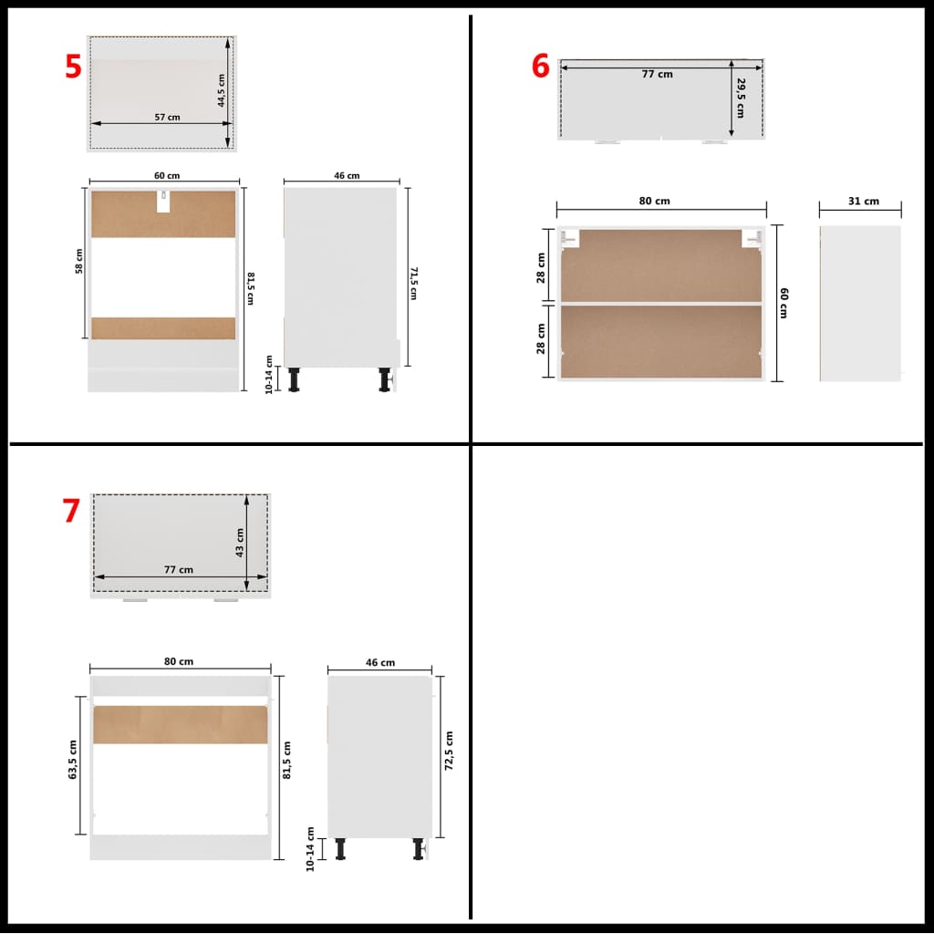 7 részes fehér forgácslap konyhai szekrénygarnitúra 