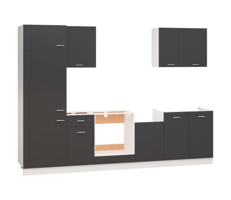 vidaXL 7-osaline köögikappide komplekt, hall, puitlaastplaat