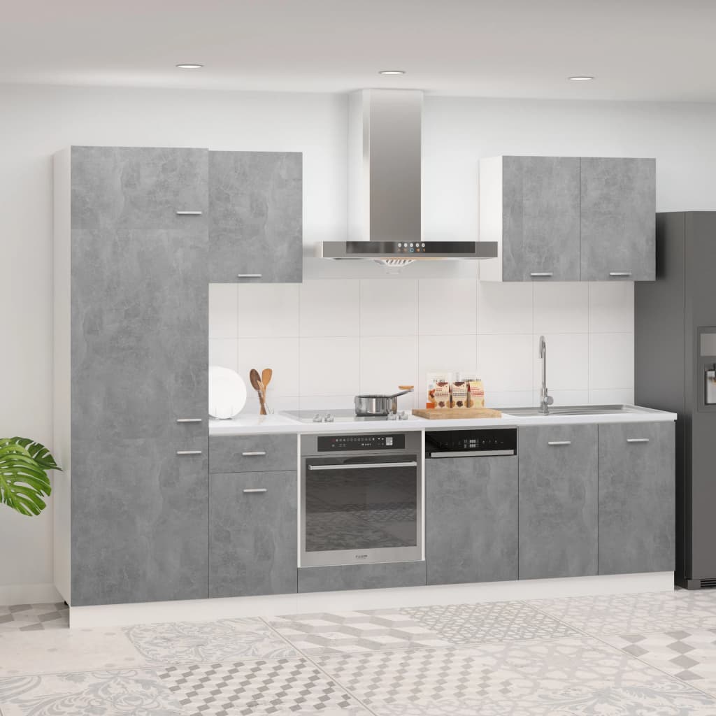 vidaXL Set dulapuri bucătărie, 7 piese, gri beton, PAL vidaXL