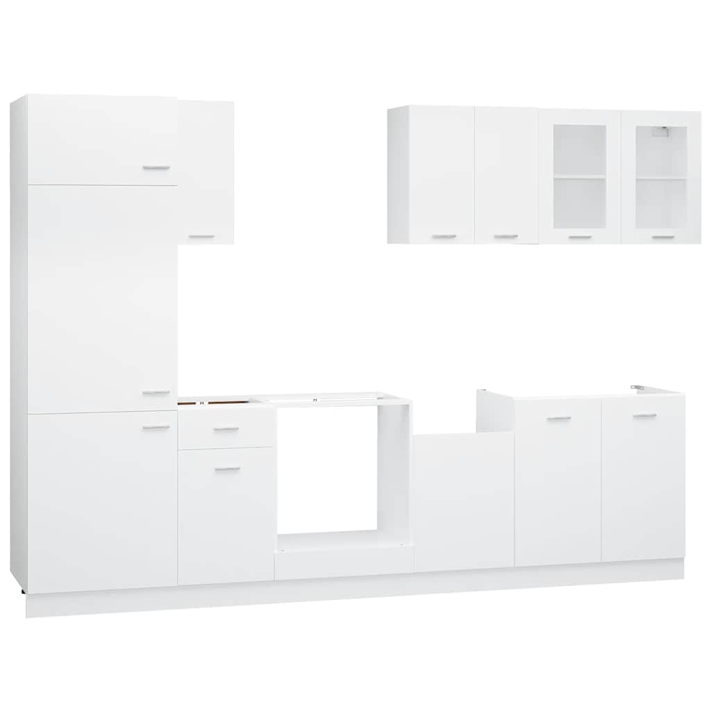 vidaXL Lyon 8 részes fehér forgácslap konyhai szekrénygarnitúra