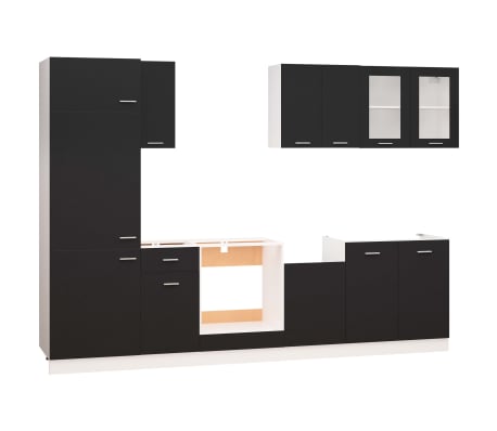 vidaXL 8 Piece Kitchen Cabinet Set Black Engineered Wood