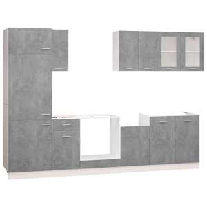 vidaXL Virtuvės spintelių komplektas, 8d., betono pilkas, mediena