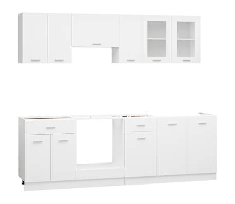 vidaXL 8 Piece Kitchen Cabinet Set White Engineered Wood | vidaXL.ie