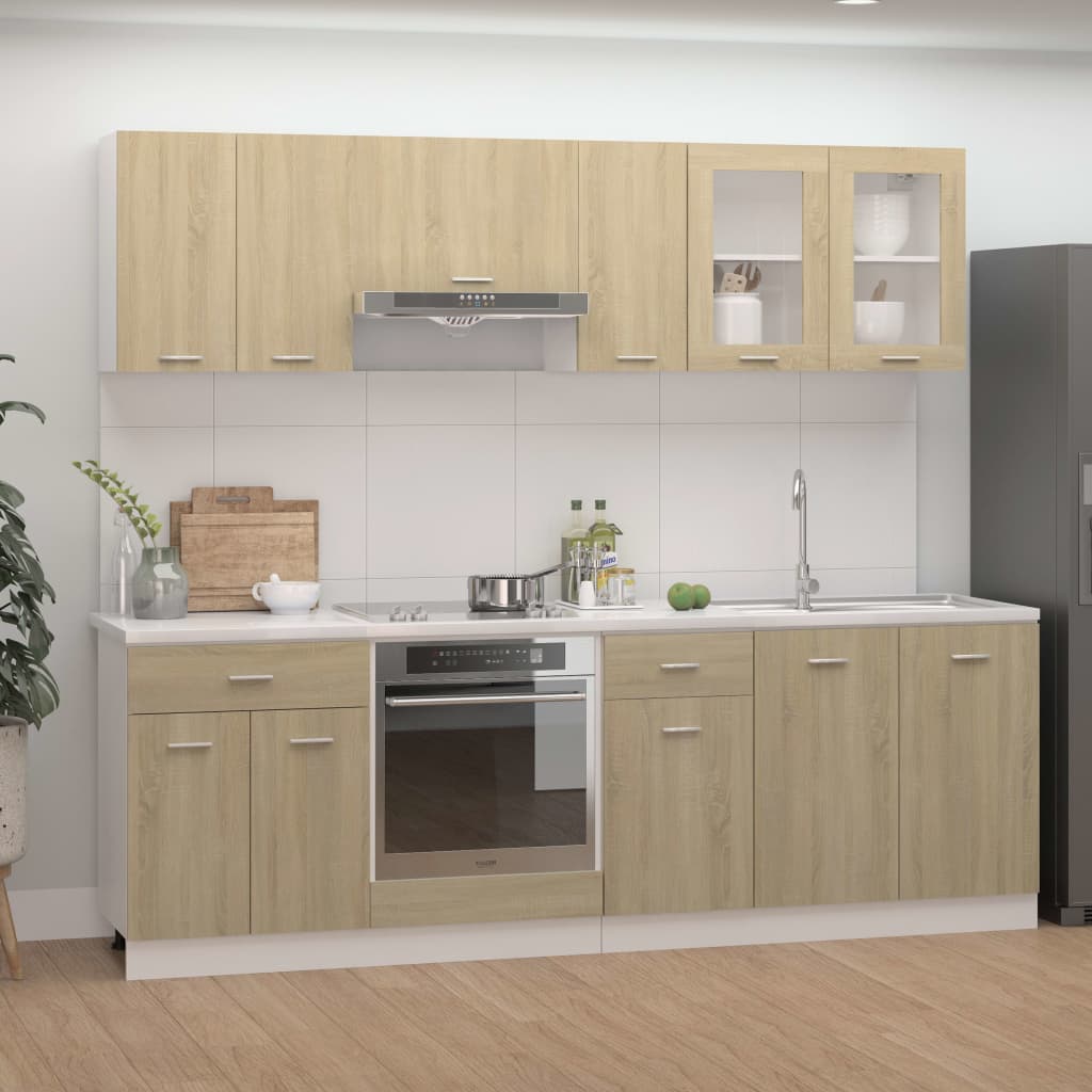 vidaXL Set dulapuri de bucătărie, 8 piese, stejar sonoma, PAL vidaXL imagine 2022