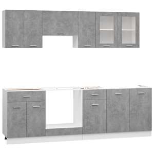 vidaXL Virtuvės spintelių komplektas, 8 dalių, betono pilkas, mediena