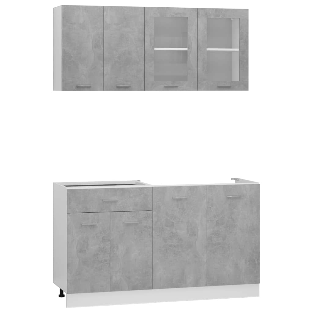 4 részes betonszürke forgácslap konyhai szekrénygarnitúra 