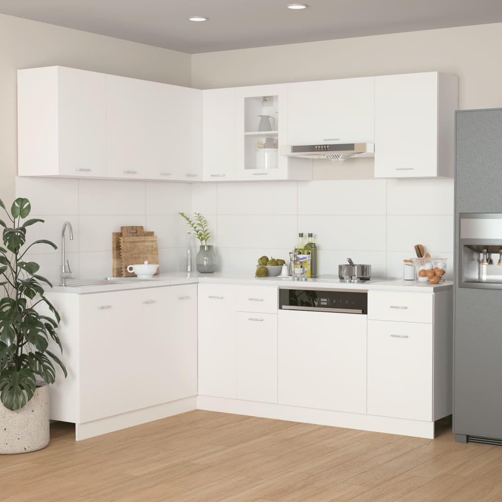 11-daļīgs virtuves skapīšu komplekts, balts, kokskaidu plāksne | Stepinfit.lv