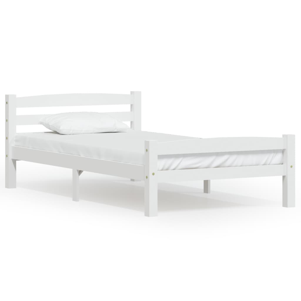 vidaXL Cadru de pat, alb, 90×200 cm, lemn de pin masiv vidaXL